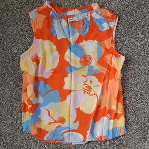 Sonoma Orange and Blue Sleeveless Blouse